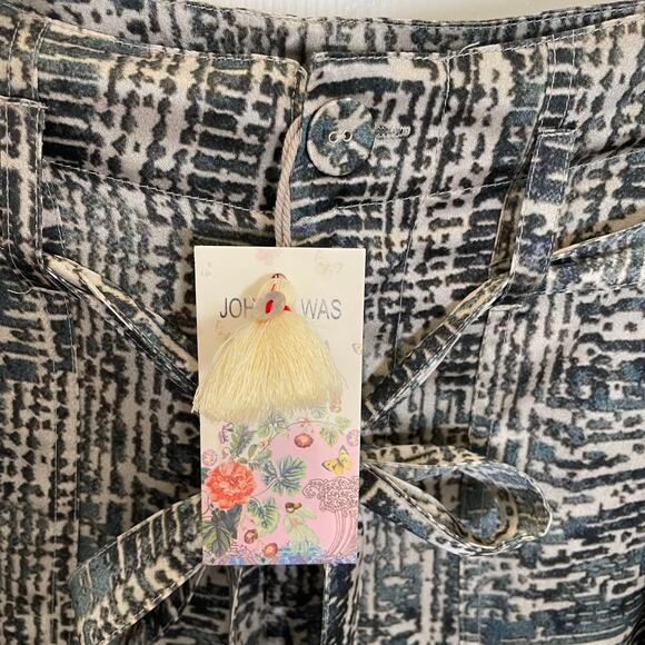 Johnny Was Pete & Greta Silk Straight Leg Pants Belted Printed S - Picture 4 of 7